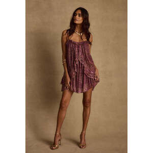12th Tribe Golden Hour Raspberry Ruffle Mini Dress Size M